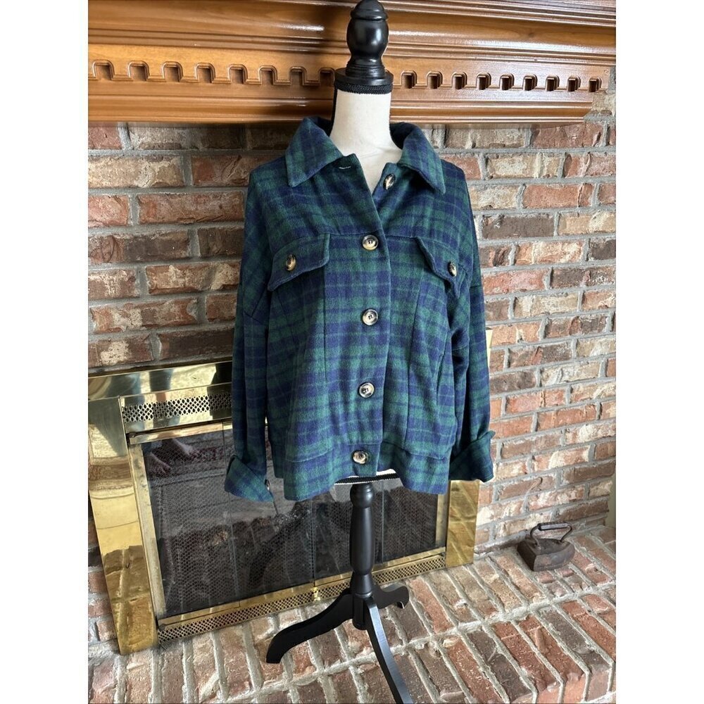 Lularoe Green Plaid Fleece jacket Size XL - Picture 1 of 7